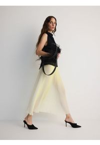 Reserved - Plisowana spódnica maxi z szyfonu - jasnożółty. Kolor: żółty. Materiał: szyfon