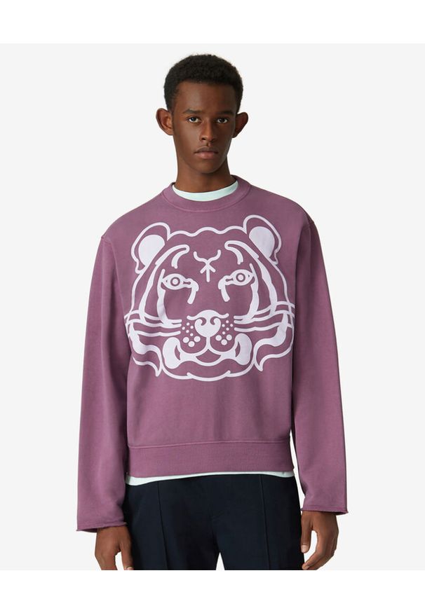 Kenzo - KENZO - Bluza z nadrukiem K-Tiger. Kolor: różowy, wielokolorowy, fioletowy. Materiał: bawełna. Długość rękawa: długi rękaw. Długość: długie. Wzór: nadruk