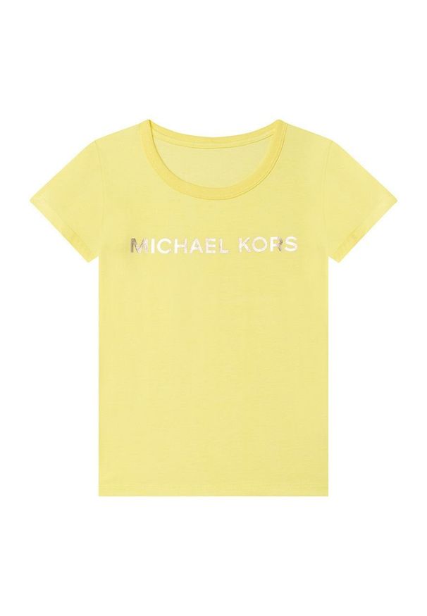 Michael Kors t-shirt bawełniany dziecięcy R15110.156 kolor żółty. Kolor: żółty. Materiał: bawełna. Długość rękawa: krótki rękaw. Długość: krótkie. Wzór: nadruk