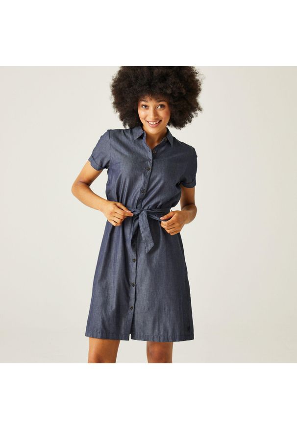 Regatta - Rema damska sukienka. Kolor: niebieski. Materiał: tkanina, bawełna. Sport: turystyka piesza