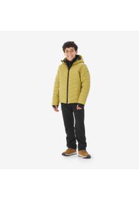quechua - Kurtka turystyczna zimowa dla dzieci MH 500. Kolor: zielony, czarny, wielokolorowy. Materiał: materiał, puch, dzianina, poliester, tkanina. Sezon: zima. Styl: sportowy