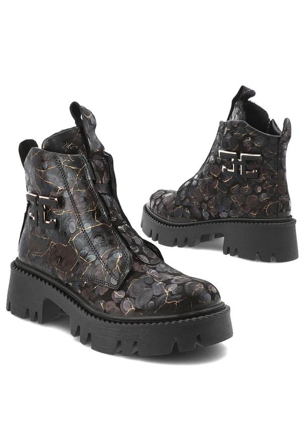 Czarne Botki Artiker Stylowe Obuwie Damskie. Okazja: na co dzień. Kolor: czarny. Materiał: skóra. Styl: elegancki