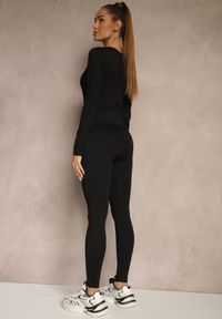 Renee - Czarny Komplet Sportowy Legginsy i Top Typu Longsleeve Dorotia. Kolor: czarny. Materiał: skóra #4