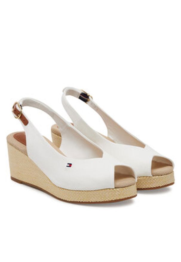 TOMMY HILFIGER - Tommy Hilfiger Espadryle Flag Mid Wedge Espad Slingback FW0FW08595 Biały. Kolor: biały. Materiał: materiał