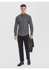 Pako Lorente - PAKO LORENTE – Czarna koszula w kwiaty. Kolor: niebieski, czarny. Materiał: bawełna, elastan. Długość rękawa: długi rękaw. Długość: długie. Wzór: kwiaty #9