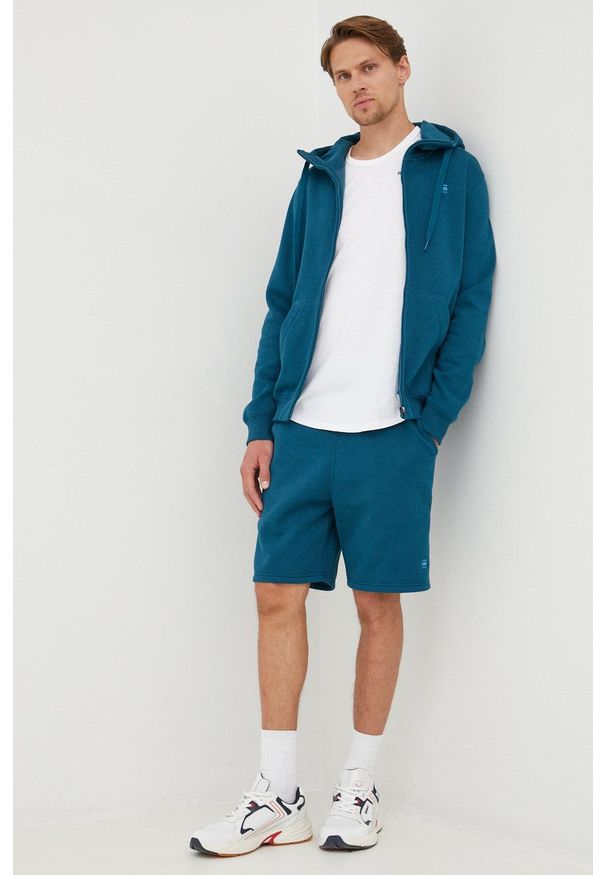 G-Star RAW - G-Star Raw bluza męska kolor zielony z kapturem gładka. Okazja: na co dzień. Typ kołnierza: kaptur. Kolor: turkusowy. Wzór: gładki. Styl: casual