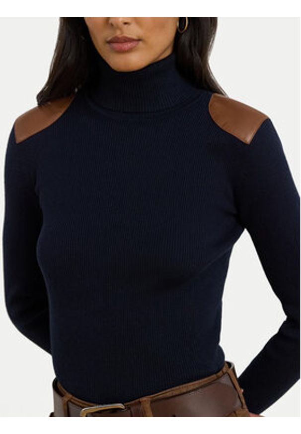 Lauren Ralph Lauren - LAUREN RALPH LAUREN Golf 200951386008 Granatowy Slim Fit. Typ kołnierza: golf. Kolor: niebieski. Materiał: bawełna