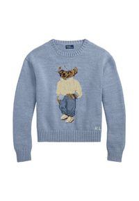 Polo Ralph Lauren Sweter 211965767001 Błękitny Relaxed Fit. Typ kołnierza: polo. Kolor: niebieski. Materiał: bawełna
