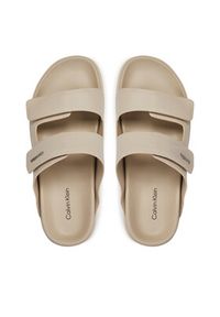 Calvin Klein Klapki Flat Adj Slide Calvin Mtl Lth HW0HW01954 Écru