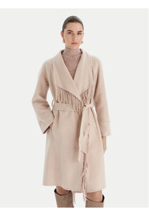 Marciano Guess Płaszcz wełniany 5BGL46 7125A Beżowy Regular Fit. Kolor: beżowy. Materiał: wełna