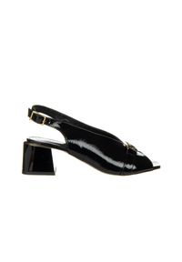 Sandały Bayla-159 4618 090-P Czarny Naplak 159140, Skóra naturalna - 37. Zapięcie: pasek. Kolor: czarny. Materiał: skóra. Wzór: aplikacja. Obcas: na obcasie. Wysokość obcasa: średni #1