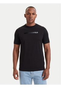 Karl Lagerfeld - KARL LAGERFELD T-Shirt 755060 564242 Czarny Regular Fit. Typ kołnierza: dekolt w karo. Kolor: czarny. Materiał: bawełna #1