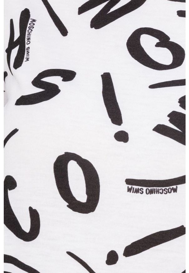 MOSCHINO Biały t-shirt dmski w czarne litery, Rozmiar S. Kolor: biały. Materiał: prążkowany