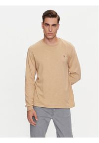 Polo Ralph Lauren Longsleeve 710760121027 Beżowy Slim Fit. Typ kołnierza: polo. Kolor: beżowy. Materiał: bawełna. Długość rękawa: długi rękaw