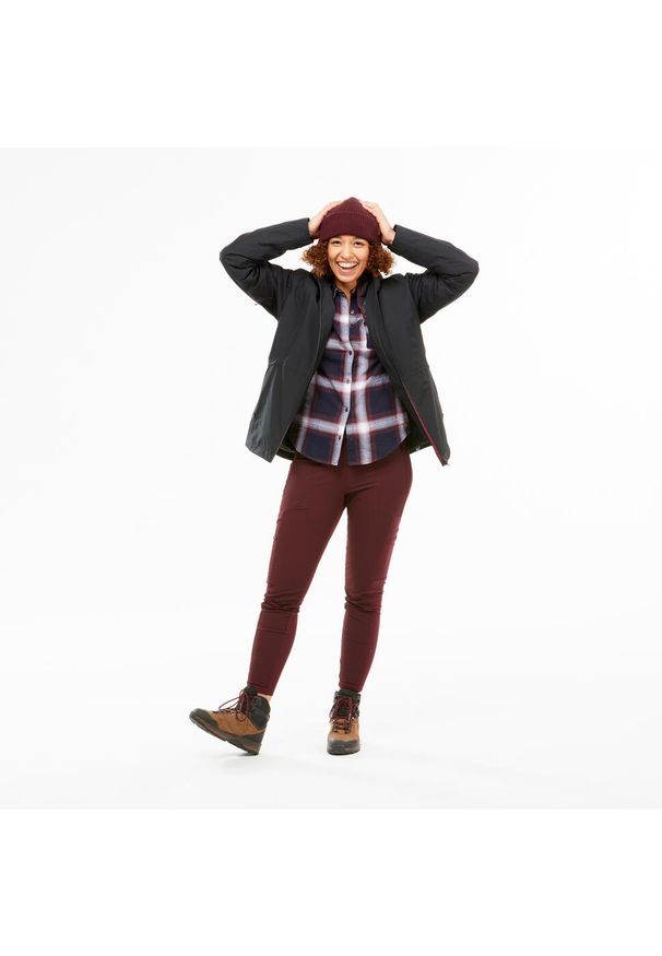 quechua - Kurtka turystyczna damska zimowa Forclaz SH500 mountain -10°C 3w1 wodoodporna. Kolor: czarny. Materiał: materiał. Sezon: zima. Sport: turystyka piesza