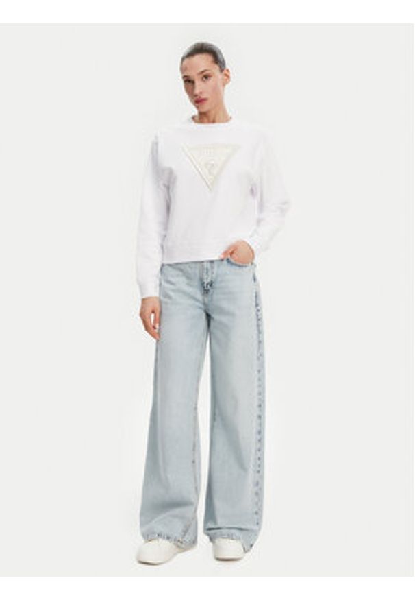 Guess Bluza W5GQ12KBKM0 Biały Regular Fit. Kolor: biały. Materiał: bawełna