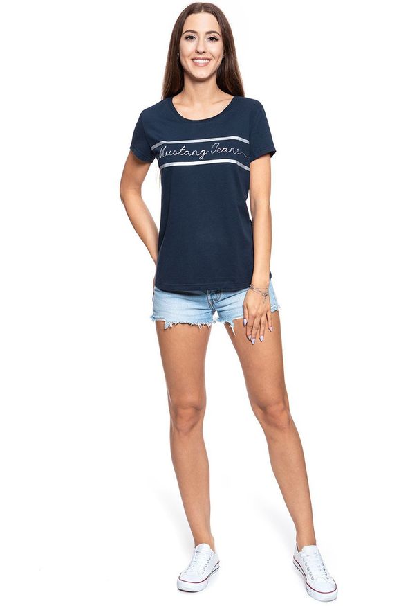 Mustang - MUSTANG T SHIRT DAMSKI Alina C Print Sky Captain 1008945 5323. Wzór: nadruk