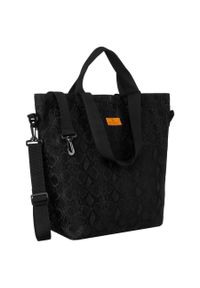 ROVICKY - Duży, czarny shopper damski z poliestru zawieszony na uchwytach i regulowanym pasku Rovicky R-TZ15605. Kolor: czarny #1