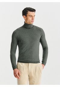 Pako Lorente - PAKO LORENTE - Golf męski w zielonym kolorze. Typ kołnierza: golf. Kolor: szary, zielony, brązowy, beżowy. Materiał: wiskoza, nylon. Sezon: jesień #5