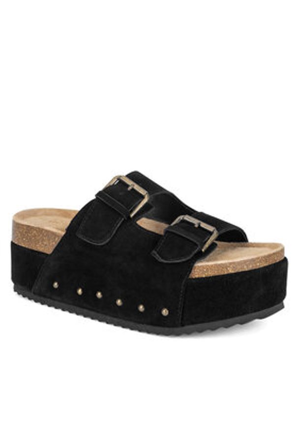 Badura Klapki TS6208-01 Czarny. Kolor: czarny. Materiał: skóra, zamsz