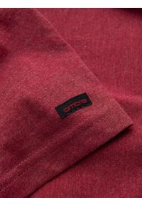 Ombre Clothing - T-shirt męski z okrągłym rozpinanym dekoltem henley – czerwony V1. Okazja: na co dzień. Typ kołnierza: typu henley. Kolor: czerwony. Materiał: poliester, bawełna. Styl: casual #4