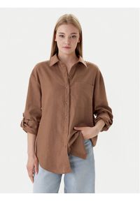 Calvin Klein Jeans Koszula LV044E195G Brązowy Regular Fit. Kolor: brązowy. Materiał: len #1