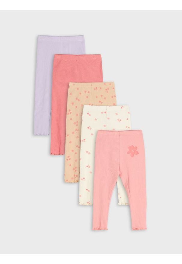 Sinsay - Legginsy 5 pack - beżowy. Kolor: beżowy. Materiał: bawełna