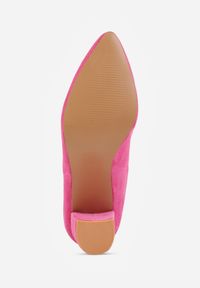 Born2be - Fuksjowe Klasyczne Czółenka na Obcasie Vices ze Skórzaną Wkładką Maithria. Okazja: na spotkanie biznesowe, do pracy. Kolor: różowy. Materiał: skóra. Obcas: na obcasie. Styl: klasyczny. Wysokość obcasa: średni #7