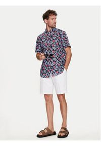 Bugatti Koszula 9450 58333A Granatowy Slim Fit. Kolor: niebieski. Materiał: bawełna