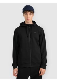 4f - 4F Bluza dresowa rozpinana z kapturem męska - czarna M. Okazja: na co dzień. Typ kołnierza: kaptur. Kolor: czarny. Materiał: dresówka. Styl: casual. Sport: fitness #1