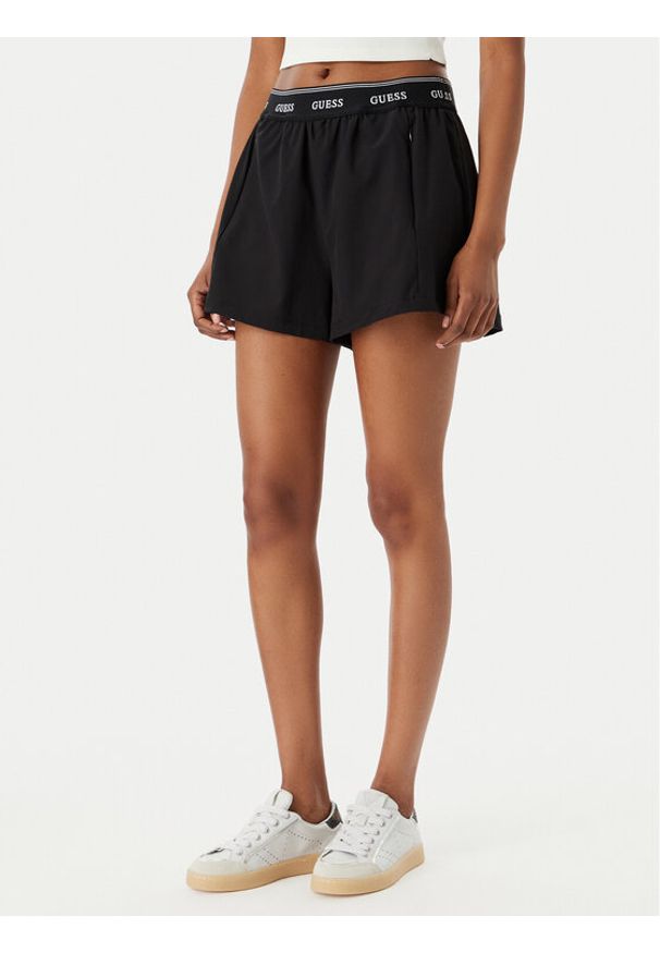 Guess Szorty sportowe V6GD18 W2344 Czarny Regular Fit. Kolor: czarny. Materiał: syntetyk