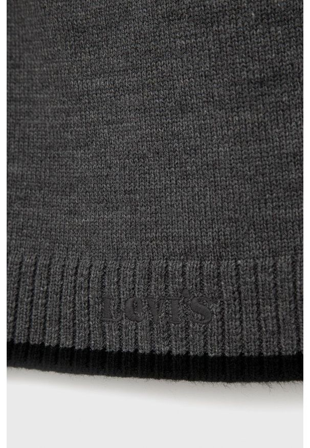 Levi's® - Levi's Szalik męski kolor szary gładki. Okazja: na spotkanie biznesowe. Kolor: szary. Wzór: gładki. Styl: biznesowy