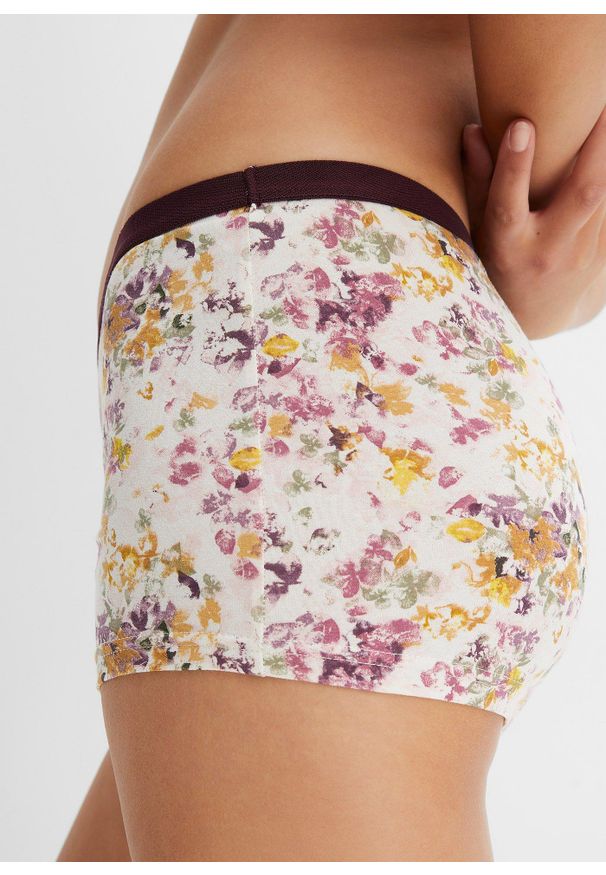 bonprix - Bokserki damskie (4 pary), bawełna organiczna. Kolor: beżowy. Materiał: bawełna