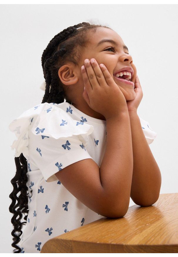 bonprix - T-shirt z elastycznej mieszanki bawełny organicznej. Kolor: biały. Materiał: bawełna. Długość rękawa: krótki rękaw