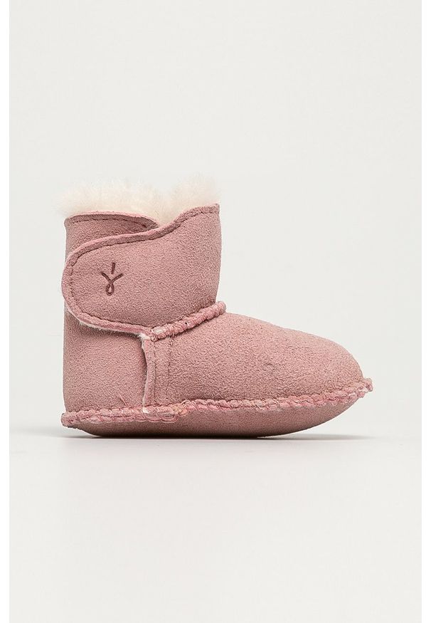 EMU Australia - Emu Australia - Buty dziecięce Baby Bootie. Nosek buta: okrągły. Zapięcie: rzepy. Kolor: różowy. Materiał: wełna