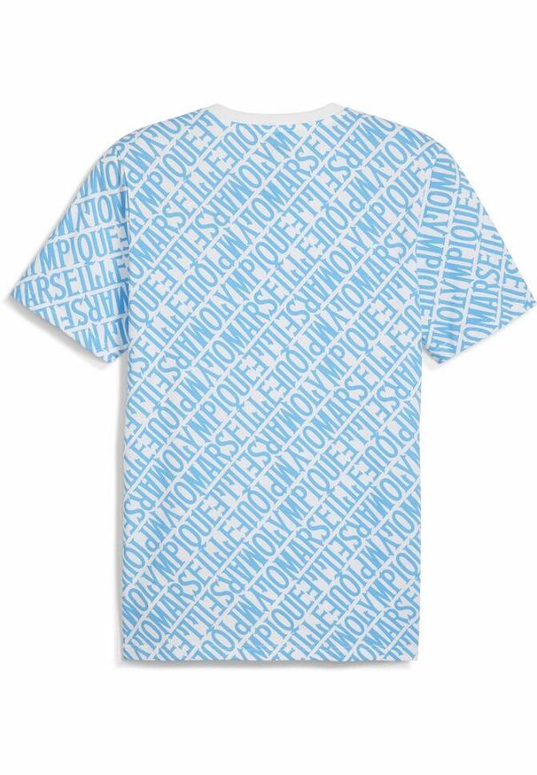 Puma - Męska koszulka ftblCulture Olympique Marsylia PUMA Bleu Azur Ocean Tropic Blue. Kolor: niebieski. Materiał: bawełna. Wzór: nadruk. Sport: piłka nożna