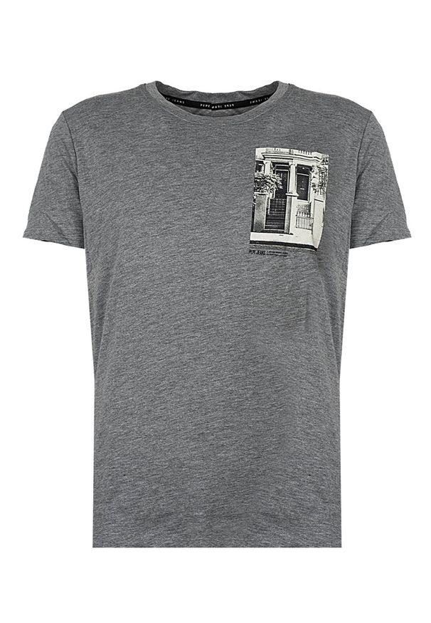 Pepe Jeans T-shirt "Tide" | PM508528 | Tide | Mężczyzna | Szary. Okazja: na co dzień. Kolor: szary. Materiał: poliester, bawełna. Wzór: aplikacja, nadruk. Styl: casual