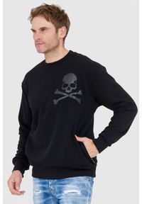 Philipp Plein - PHILIPP PLEIN Czarna bluza męska ls skull, Rozmiar L. Kolor: czarny