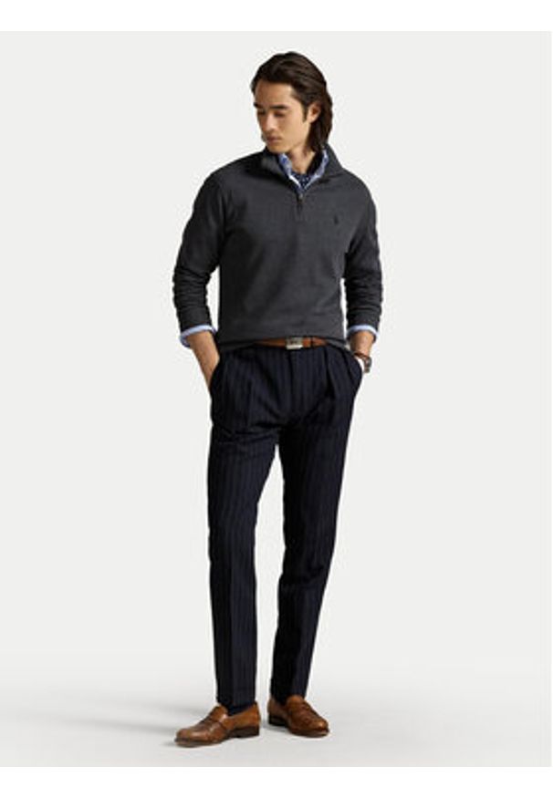 Polo Ralph Lauren Sweter 710981461001 Szary Regular Fit. Typ kołnierza: polo. Kolor: szary. Materiał: bawełna