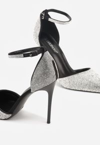 Renee - Czarne Szpilki Zdobione Cyrkoniami i Paskiem z Klamerką Eweda. Okazja: na randkę. Zapięcie: pasek. Kolor: czarny. Materiał: jeans. Wzór: aplikacja. Obcas: na szpilce. Styl: klasyczny, elegancki #5