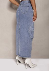 Renee - Jasnoniebieska Ołówkowa Spódnica Maxi z Bawełny z Kieszeniami Metrima. Okazja: na co dzień, na spacer. Kolor: niebieski. Materiał: bawełna. Styl: elegancki, casual #5