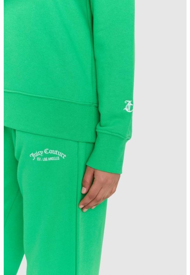 Juicy Couture - JUICY COUTURE Zielona bluza damska saoirse recycled z haftowanym logo. Kolor: zielony. Wzór: haft