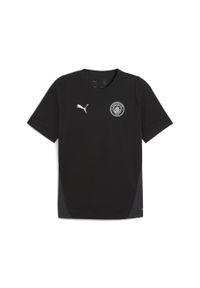 Puma - Męska koszulka treningowa Manchester City PUMA Black Silver Metallic. Kolor: czarny, szary, wielokolorowy. Sport: piłka nożna