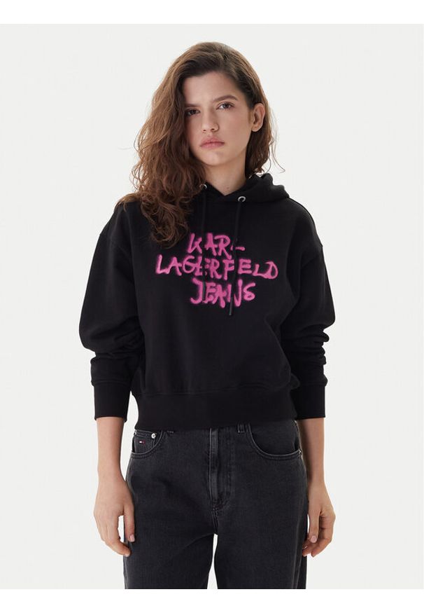 Karl Lagerfeld Jeans Bluza B1W20039 Czarny Regular Fit. Kolor: czarny. Materiał: bawełna