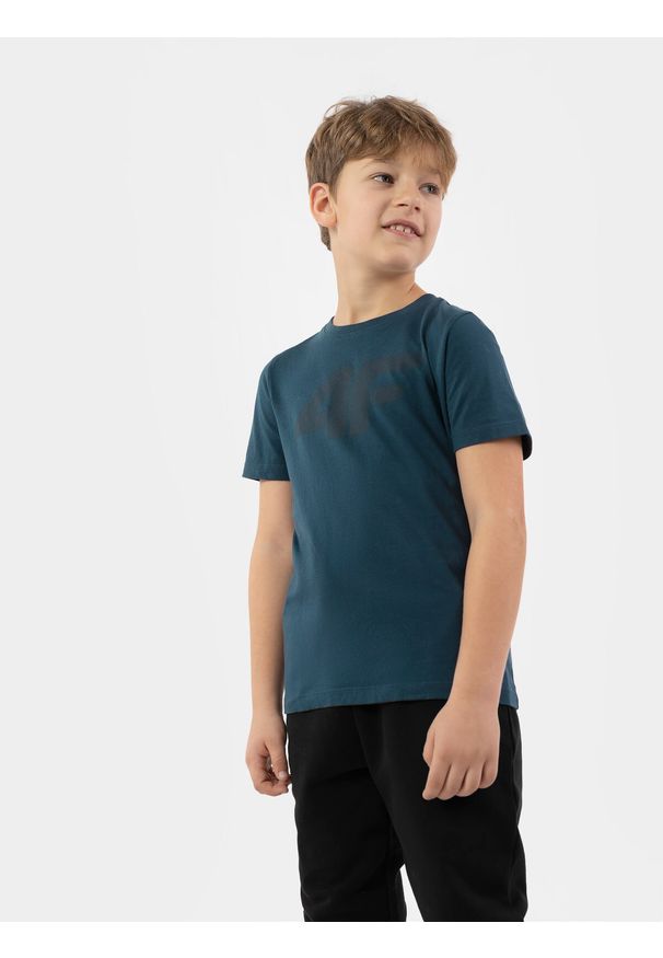 4f - 4F T-shirt z nadrukiem chłopięcy 122 (6-7 lat). Kolor: niebieski. Materiał: bawełna. Wzór: nadruk. Sezon: lato