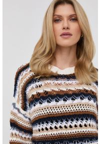 Liu Jo sweter bawełniany damski lekki. Materiał: bawełna. Długość rękawa: długi rękaw. Długość: długie. Wzór: ażurowy