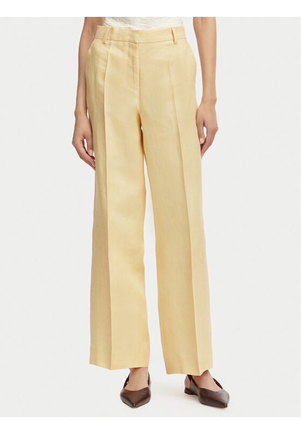 Weekend Max Mara Spodnie materiałowe Malizia 2615131112 Żółty Straight Fit. Kolor: żółty. Materiał: len