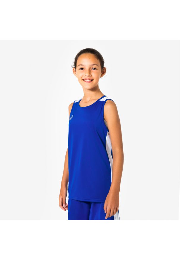 KIPSTA - Koszulka do koszykówki dla dzieci Kipsta Tank 100. Kolor: niebieski. Materiał: poliester, materiał. Sport: koszykówka