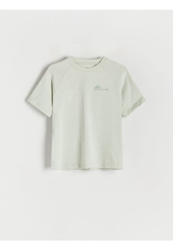 Reserved - T-shirt oversize - jasnozielony. Kolor: zielony. Materiał: dzianina, bawełna