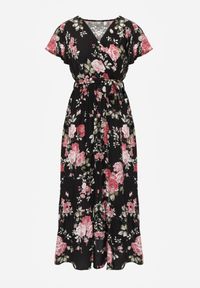 Renee - Czarna Sukienka w Kwiaty o Kopertowym Kroju z Wiązanym Paskiem Iphene. Okazja: na imprezę, na co dzień. Typ kołnierza: dekolt w kształcie V. Kolor: czarny. Wzór: kwiaty. Typ sukienki: kopertowe. Materiał: materiał. Długość rękawa: krótki rękaw. Sezon: lato. Styl: casual, elegancki. Długość: maxi #2